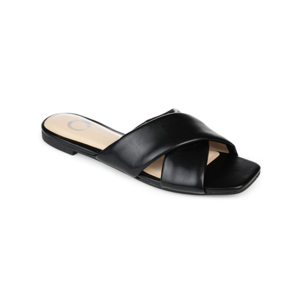 JOURNEE COLLECTION Womens Black Carlotta Toe Slip On Slide Sandals Shoes 12